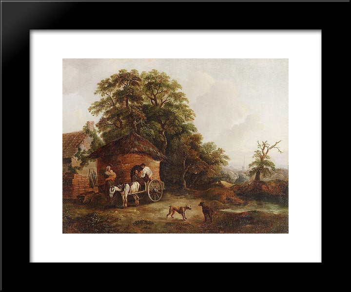 Cottage In Surrey 20x24 Black Modern Wood Framed Art Print Poster by Morland, George