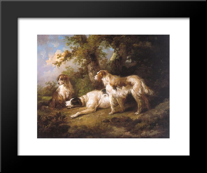 Dogs In Landscape - Setters & Pointer 20x24 Black Modern Wood Framed Art Print Poster by Morland, George