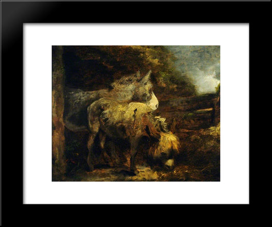 Donkeys 20x24 Black Modern Wood Framed Art Print Poster by Morland, George