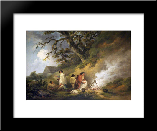 Gypsy Encampment 20x24 Black Modern Wood Framed Art Print Poster by Morland, George