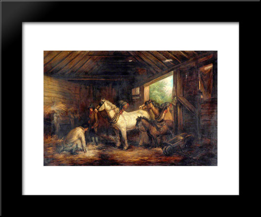 Interior Of A Stable 20x24 Black Modern Wood Framed Art Print Poster by Morland, George