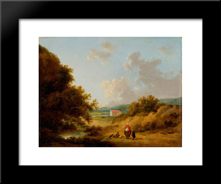 Landscape With A Gypsy Family 20x24 Black Modern Wood Framed Art Print Poster by Morland, George