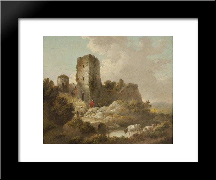 Landscape With Ruined Castle 20x24 Black Modern Wood Framed Art Print Poster by Morland, George