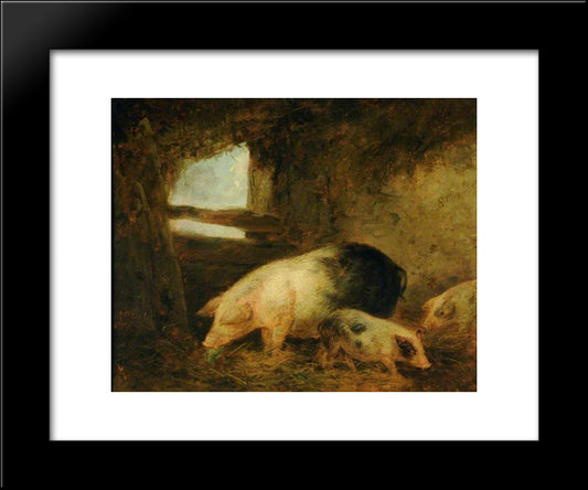 Pigs In A Sty 20x24 Black Modern Wood Framed Art Print Poster by Morland, George