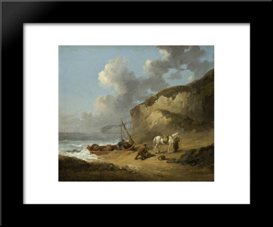 Sea-Coast Scene, Smugglers 20x24 Black Modern Wood Framed Art Print Poster by Morland, George