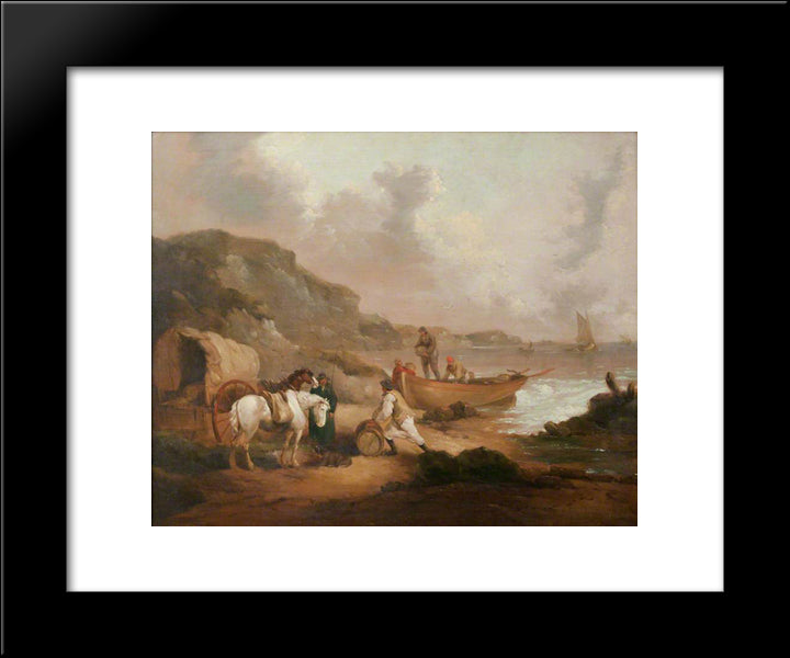 Smugglers On A Beach 20x24 Black Modern Wood Framed Art Print Poster by Morland, George