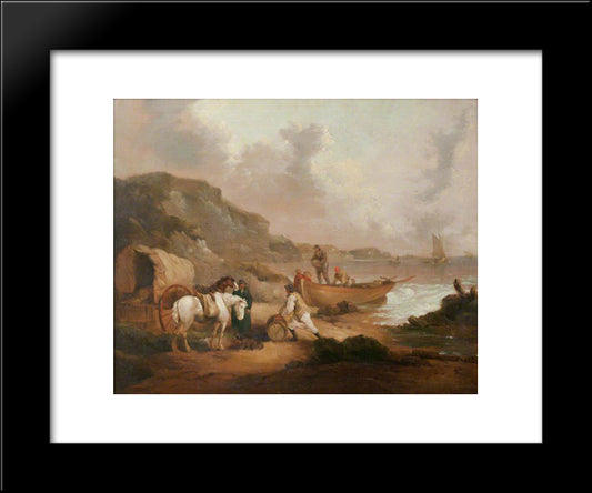 Smugglers On A Beach 20x24 Black Modern Wood Framed Art Print Poster by Morland, George