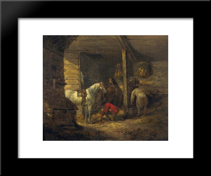 Stable Scene 20x24 Black Modern Wood Framed Art Print Poster by Morland, George