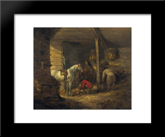 Stable Scene 20x24 Black Modern Wood Framed Art Print Poster by Morland, George