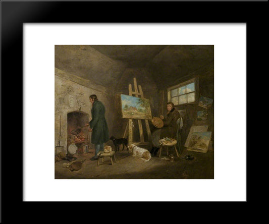 The Artist In His Studio And His Man Gibbs 20x24 Black Modern Wood Framed Art Print Poster by Morland, George