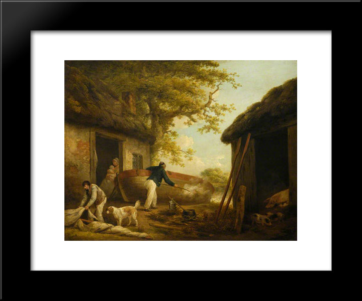 The Boatman'S House 20x24 Black Modern Wood Framed Art Print Poster by Morland, George