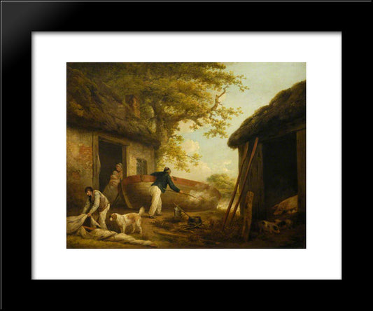 The Boatman'S House 20x24 Black Modern Wood Framed Art Print Poster by Morland, George