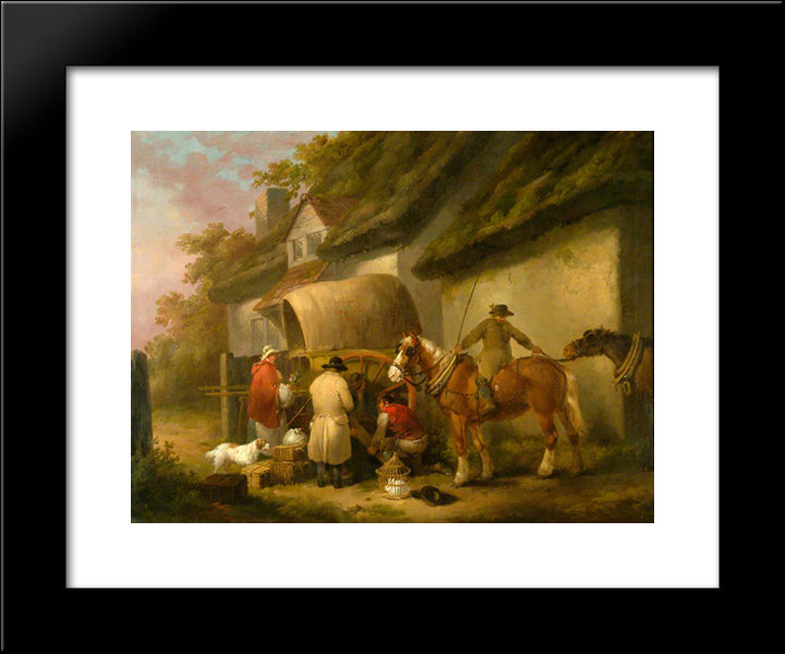 The Carrier Preparing To Set Out 20x24 Black Modern Wood Framed Art Print Poster by Morland, George