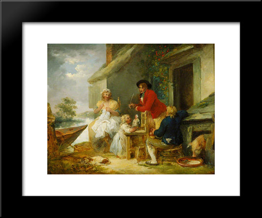 The Cottage Door 20x24 Black Modern Wood Framed Art Print Poster by Morland, George