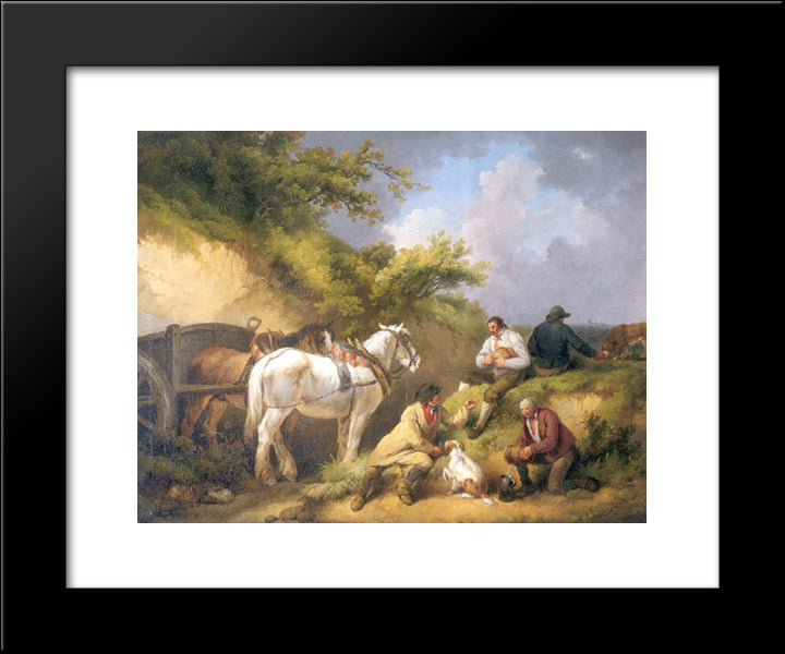 The Labourer'S Luncheon 20x24 Black Modern Wood Framed Art Print Poster by Morland, George