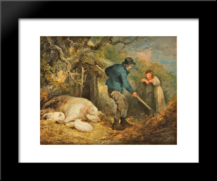 The Piggery 20x24 Black Modern Wood Framed Art Print Poster by Morland, George