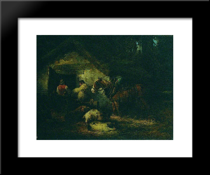 The Stable Door 20x24 Black Modern Wood Framed Art Print Poster by Morland, George