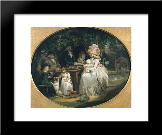 The Tea Garden 20x24 Black Modern Wood Framed Art Print Poster by Morland, George