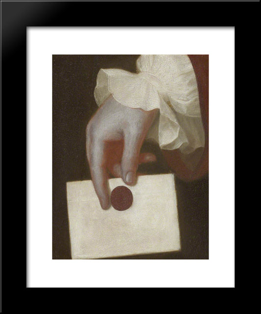 A Hand Holding A Letter 20x24 Black Modern Wood Framed Art Print Poster by Romney, George