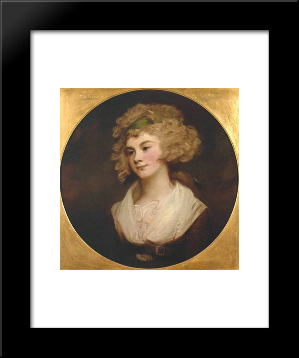 A Lady In A Brown Dress. 'The Parson'S Daughter' 20x24 Black Modern Wood Framed Art Print Poster by Romney, George