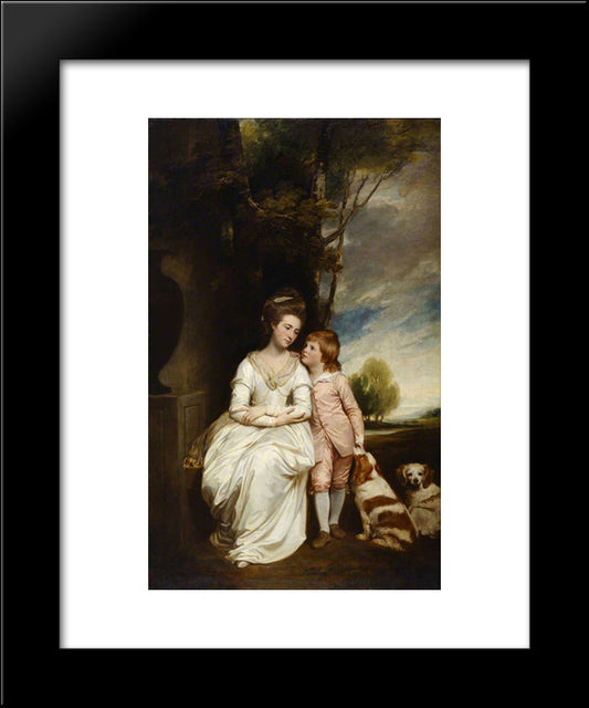 Anne, Countess Of Albemarle, And Her Son 20x24 Black Modern Wood Framed Art Print Poster by Romney, George