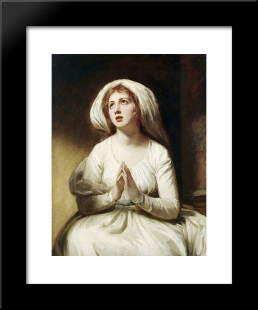 Emma Hart At Prayer 20x24 Black Modern Wood Framed Art Print Poster by Romney, George