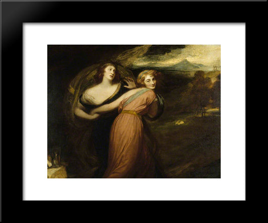 Mirth And Melancholy (Miss Wallis, Later Mrs James Campbell) 20x24 Black Modern Wood Framed Art Print Poster by Romney, George