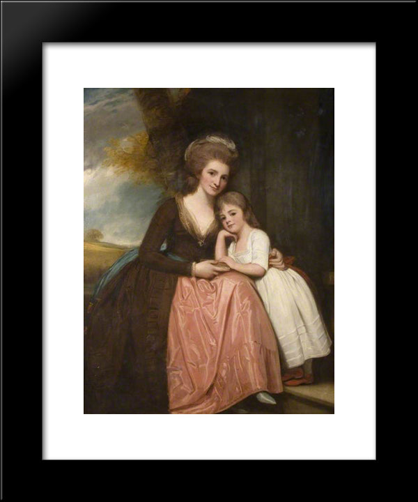 Mrs Bracebridge And Her Daughter Mary 20x24 Black Modern Wood Framed Art Print Poster by Romney, George