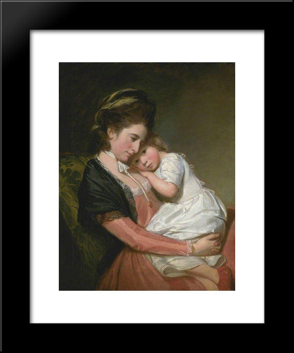 Mrs Johnstone And Her Son 20x24 Black Modern Wood Framed Art Print Poster by Romney, George