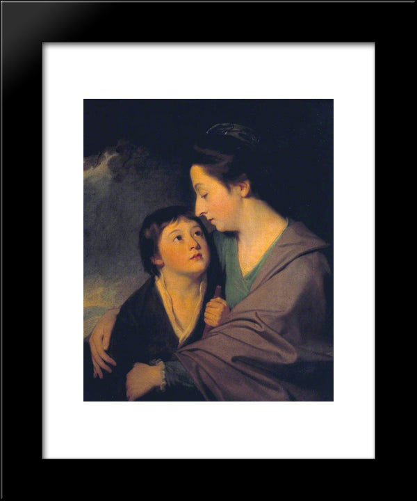 Mrs Richard Cumberland And Her Son Charles 20x24 Black Modern Wood Framed Art Print Poster by Romney, George