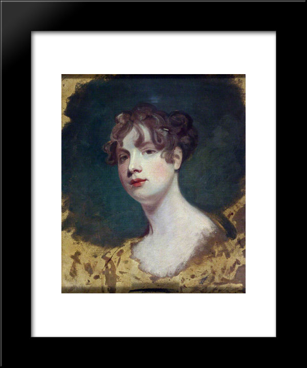 Sketch Of A Female Head 20x24 Black Modern Wood Framed Art Print Poster by Romney, George