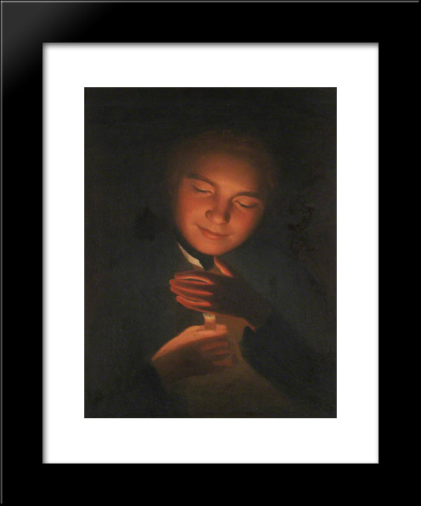 The Artist'S Brother James, Holding A Candle 20x24 Black Modern Wood Framed Art Print Poster by Romney, George