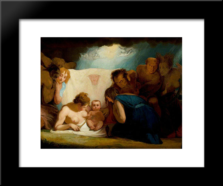 The Infant Shakespeare Attended By Nature And The Passions 20x24 Black Modern Wood Framed Art Print Poster by Romney, George