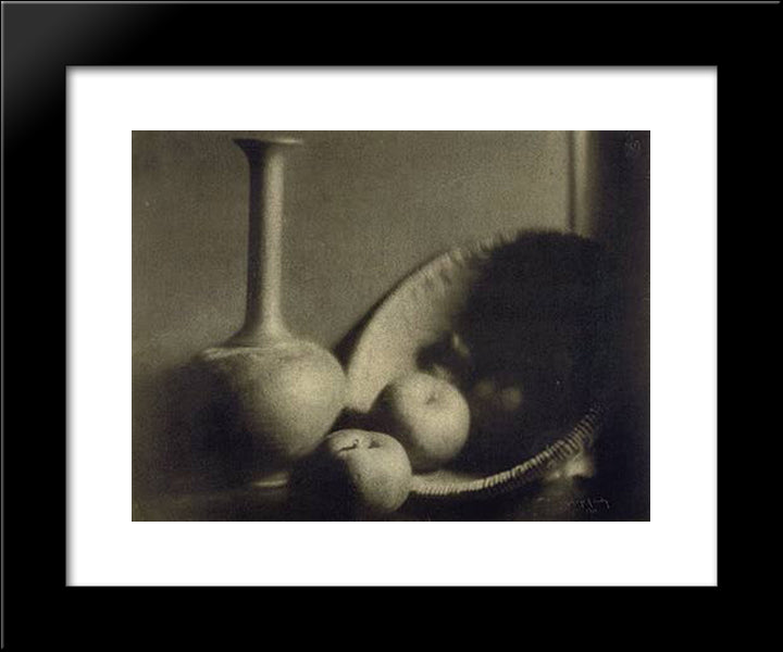 Still Life With Vase And Apples 20x24 Black Modern Wood Framed Art Print Poster by Seeley, George