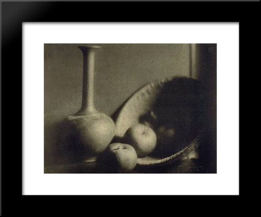 Still Life With Vase And Apples 20x24 Black Modern Wood Framed Art Print Poster by Seeley, George