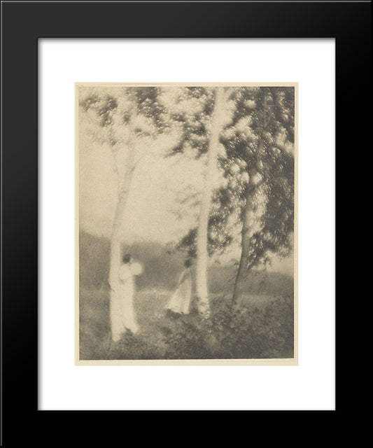 White Trees 20x24 Black Modern Wood Framed Art Print Poster by Seeley, George
