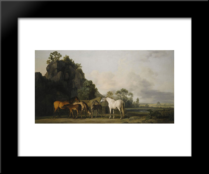 Brood Mares And Foals 20x24 Black Modern Wood Framed Art Print Poster by Stubbs, George