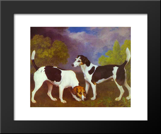 Hound And Bitch In A Landscape 20x24 Black Modern Wood Framed Art Print Poster by Stubbs, George