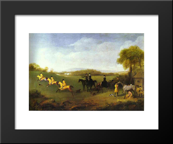 Racehorses Belonging To The Duke Of Richmond Exercising At Goodwood 20x24 Black Modern Wood Framed Art Print Poster by Stubbs, George