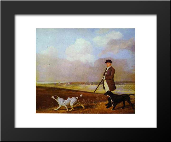 Sir John Nelthorpe, 6Th Baronet Out Shooting With His Dogs In Barton Field, Lincolnshire 20x24 Black Modern Wood Framed Art Print Poster by Stubbs, George