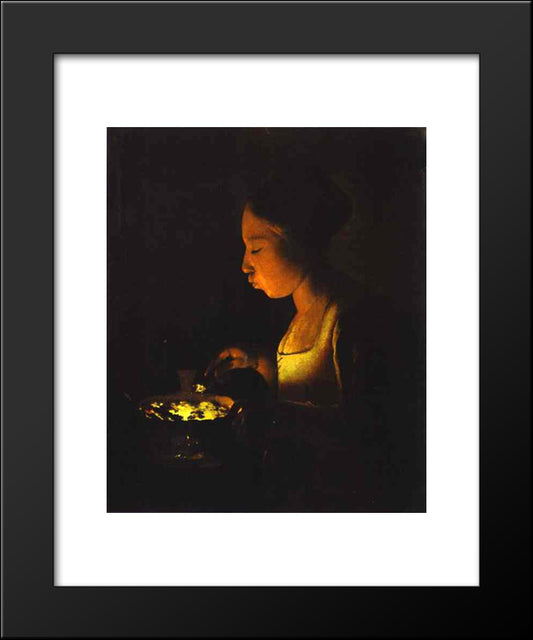 Girl With A Brazier 20x24 Black Modern Wood Framed Art Print Poster by La Tour, Georges de