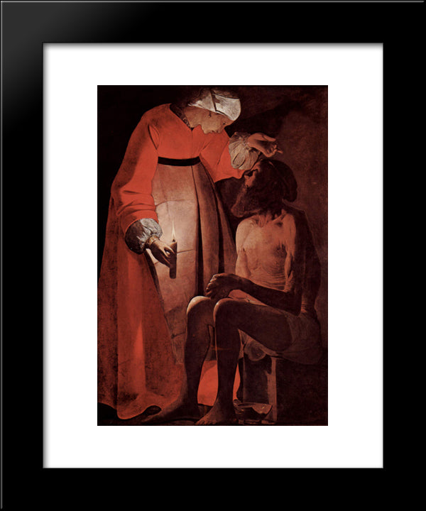 Job Mocked By His Wife 20x24 Black Modern Wood Framed Art Print Poster by La Tour, Georges de