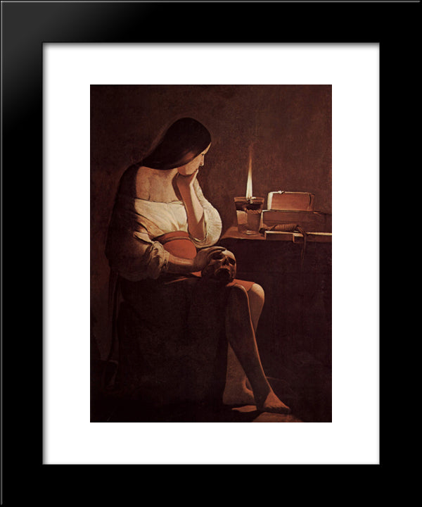 Mary Magdalene With A Night Light 20x24 Black Modern Wood Framed Art Print Poster by La Tour, Georges de