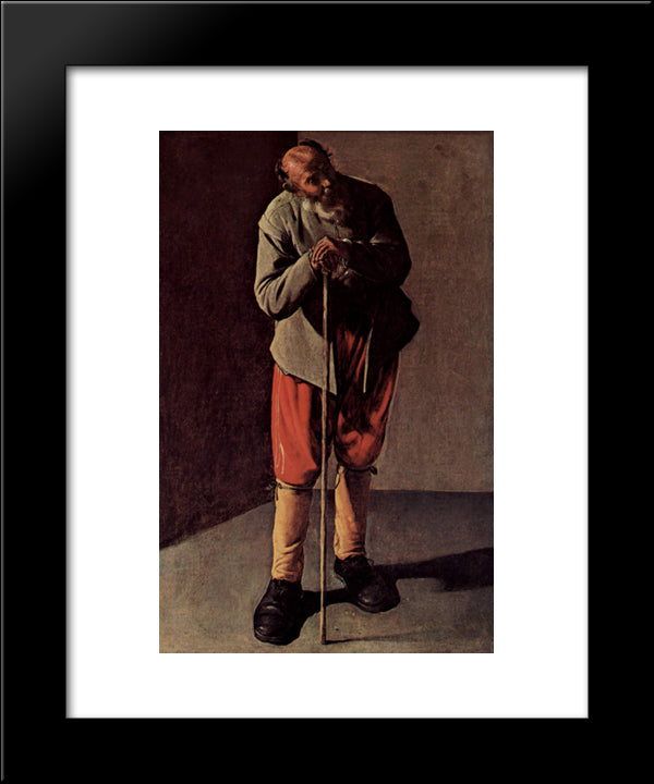 Old Man 20x24 Black Modern Wood Framed Art Print Poster by La Tour, Georges de