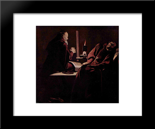 St. Francis In Extasy, Also CalledÃÃ¡ The Praying Monk Beside The Dying Monk 20x24 Black Modern Wood Framed Art Print Poster by La Tour, Georges de