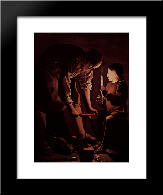 St. Joseph, The Carpenter 20x24 Black Modern Wood Framed Art Print Poster by La Tour, Georges de