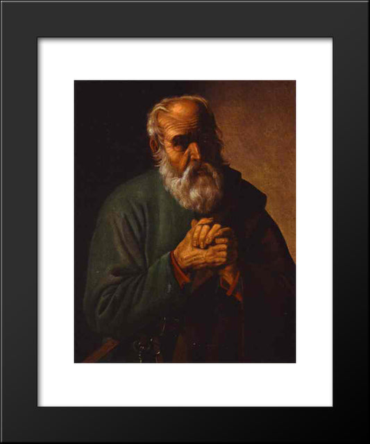 St. Peter 20x24 Black Modern Wood Framed Art Print Poster by La Tour, Georges de