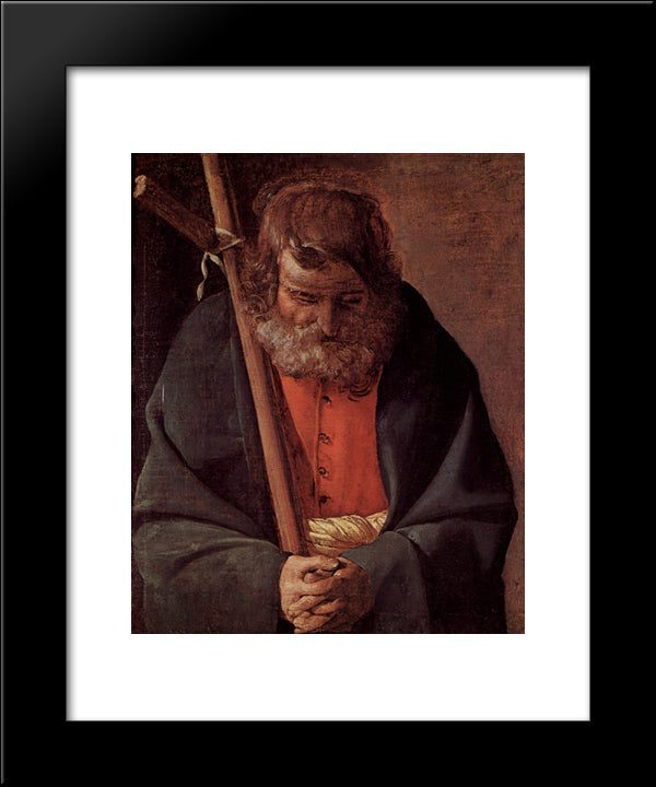 St. Philippe 20x24 Black Modern Wood Framed Art Print Poster by La Tour, Georges de