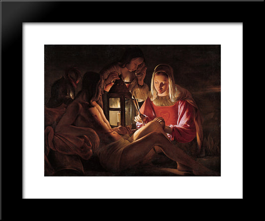 St. Sebastian With Lantern 20x24 Black Modern Wood Framed Art Print Poster by La Tour, Georges de