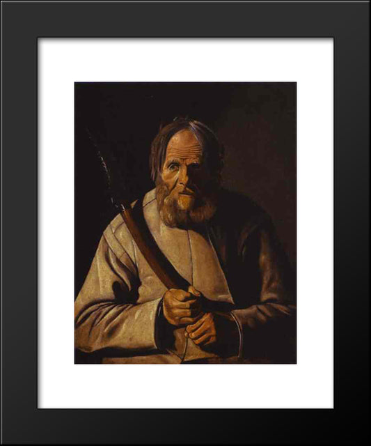 St. Simon 20x24 Black Modern Wood Framed Art Print Poster by La Tour, Georges de